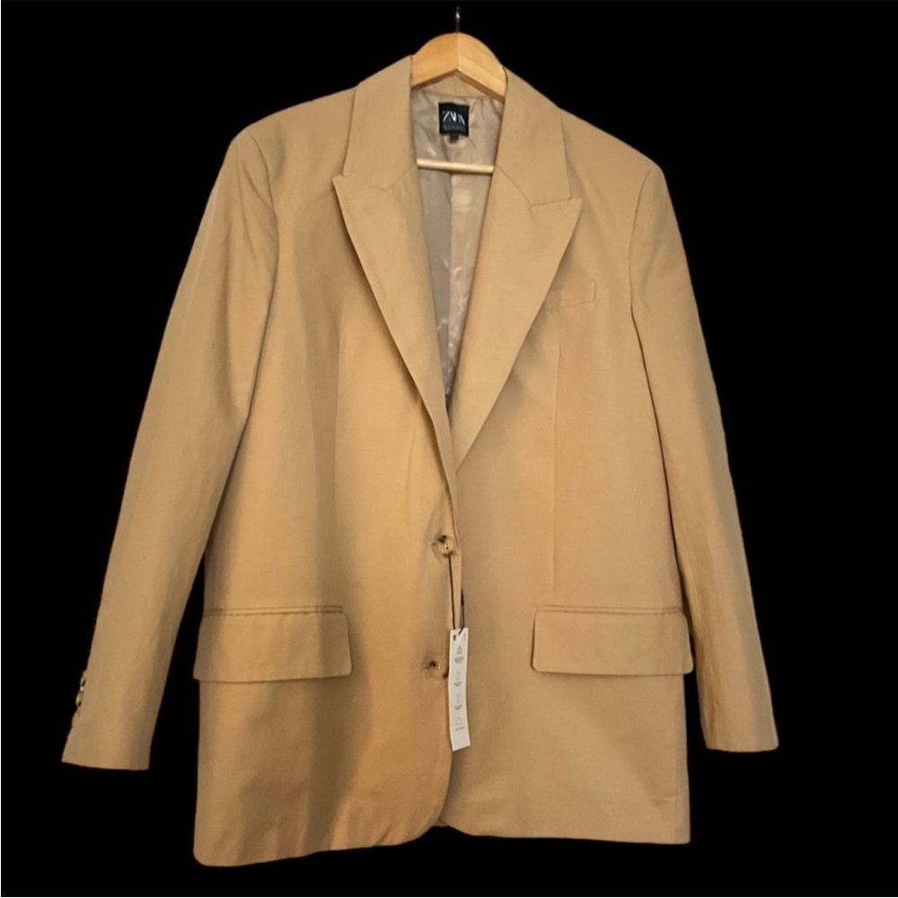 NWT ZARA Rustic Oversized Blazer, Linen-Blend - Picture 6 of 14